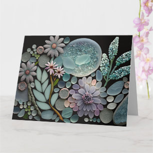 Pastel Beach Glass Blume Mosaik Karte