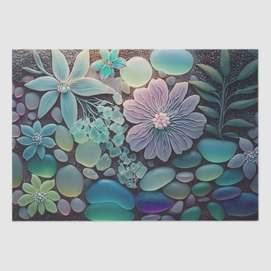 Pastel Beach Glass Blume Mosaik Seidenpapier (Vorderseite)