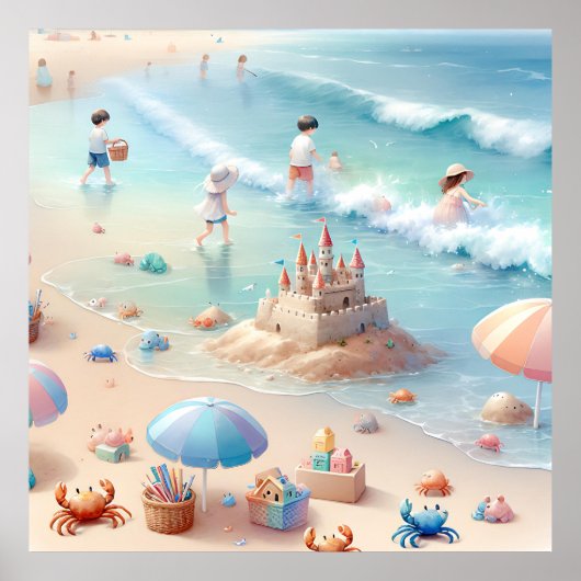Pastel Beach Kinderzimmer Poster (Vorne)