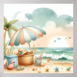 Pastel Beach Kinderzimmer Poster