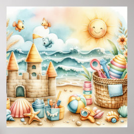 Pastel Beach Kinderzimmer Poster