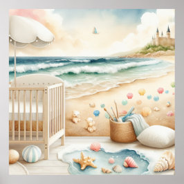 Pastel Beach Kinderzimmer Poster