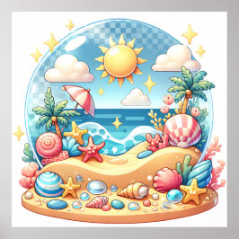 Pastel Beach Kinderzimmer Snow Globe Poster