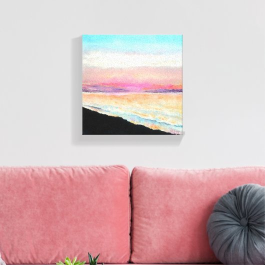 Pastel Beach Malerei Sunset Chalk Paint Leinwanddruck (Insitu (Wohnzimmer))