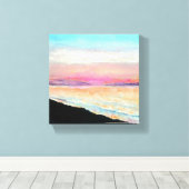 Pastel Beach Malerei Sunset Chalk Paint Leinwanddruck (Insitu (Holzboden))