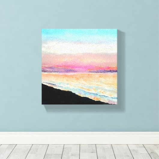 Pastel Beach Malerei Sunset Chalk Paint Leinwanddruck (Insitu (Holzboden))