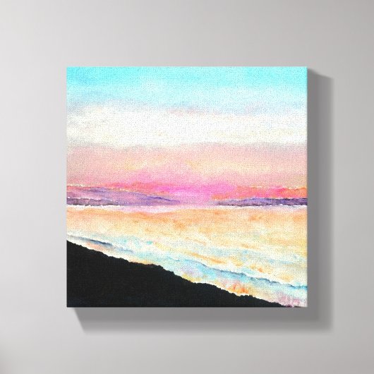 Pastel Beach Malerei Sunset Chalk Paint Leinwanddruck (Vorderseite)