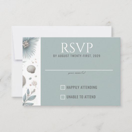 Pastel Beach RSVP Karte (Vorderseite)