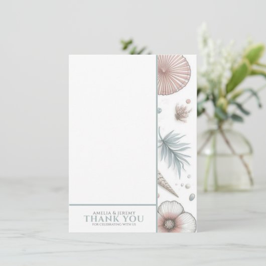 Pastel Beach Save the Date Dankeskarte (Stehend Vorderseite)