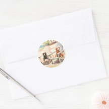 Pastel Beach Scene Hunde in Adirondack Stühlen