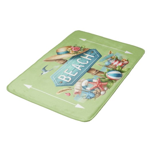 Pastel Beach Shells Badematte (Schrägansicht)