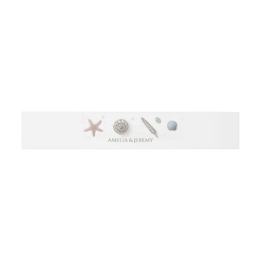 Pastel Beach Wedding Einladungsbanderole (Flach)