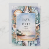 Pastel Beach Wedding Save The Date (Vorne/Hinten)