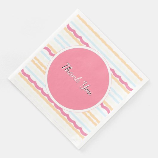 Pastel Beach Wedding Streifen Serviette (Ecke)
