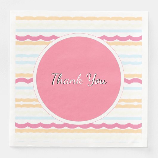 Pastel Beach Wedding Streifen Serviette (Vorderseite)