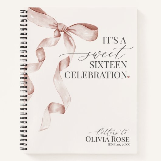 Pastel Beige Bow Sweet 16 Letters to Birthday Girl Notizblock (Vorderseite)