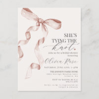 Pastel Beige Coquette Bow Brautparty Einladung