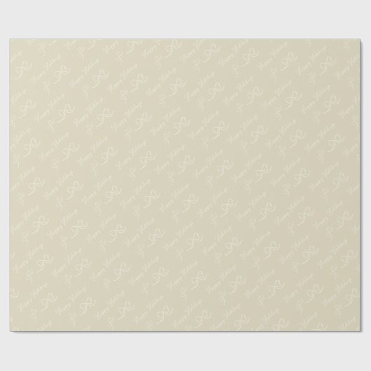 Pastel Beige Happy Holidays Bow Pattern Geschenkpapier (Flach)