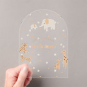 Pastel Beige Niedlich Illustrative Babydusche Acryleinladungen (Insitu (Handheld))