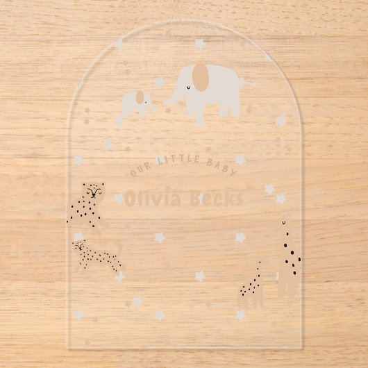 Pastel Beige Niedlich Illustrative Babydusche Acryleinladungen (Vorderseite)