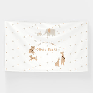 Pastel Beige Niedlich Illustrative Babydusche Banner