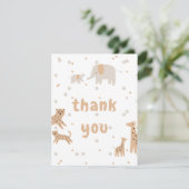 Pastel Beige Niedlich Illustrative Babydusche Dankeskarte (Stehend Vorderseite)