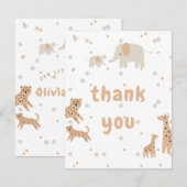 Pastel Beige Niedlich Illustrative Babydusche Dankeskarte (Vorne/Hinten)