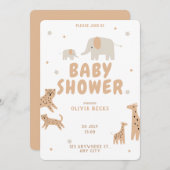 Pastel Beige Niedlich Illustrative Babydusche Einladung (Vorne/Hinten)