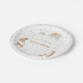 Pastel Beige Niedlich Illustrative Babydusche Pappteller (Schrägansicht)