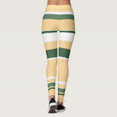 Pastel Beige Olive Green Lines Streifen Leggings (Rückseite)
