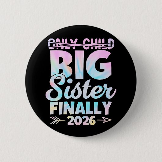 Pastel Big Sister 2026 Unique Pregnancy Reveal Button (Vorderseite)