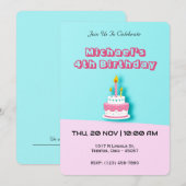 Pastel Birthday Cake mit Kerzen Einladung (Vorne/Hinten)
