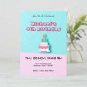 Pastel Birthday Cake mit Kerzen Einladung (Stehend Vorderseite)