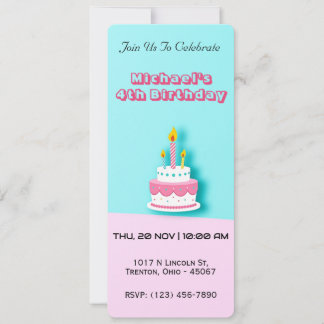 Pastel Birthday Cake mit Kerzen Einladung