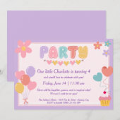 Pastel Birthday Einladung lila (Vorne/Hinten)