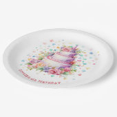 Pastel Birthday Kuchen Geburtstag Pappteller (Schrägansicht)
