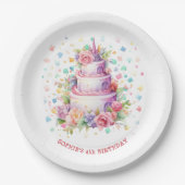 Pastel Birthday Kuchen Geburtstag Pappteller (Vorderseite)
