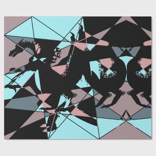 Pastel Black Blue Pink Grey abstract Geschenkpapier (Flach)