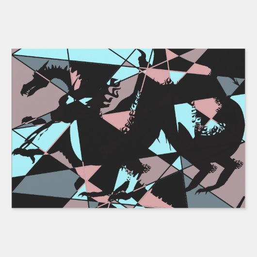 Pastel Black Blue Pink Grey abstract  Geschenkpapier Set (Vorderseite)