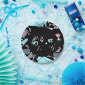 Pastel Black Blue Pink Grey abstract Pappteller (Party)