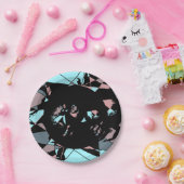 Pastel Black Blue Pink Grey abstract Pappteller (Party)