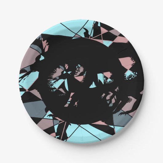 Pastel Black Blue Pink Grey abstract Pappteller (Vorderseite)