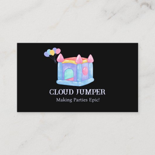 Pastel Black Bounce House Rentals QR-Code Visitenkarte (Vorderseite)