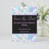 PASTEL BLACK CRYSTAL SAVE THE DATE RSVP KARTE (Stehend Vorderseite)