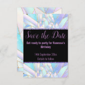PASTEL BLACK CRYSTAL SAVE THE DATE RSVP KARTE (Vorne/Hinten)
