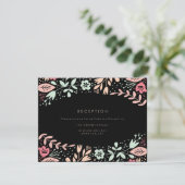 Pastel Black Modern Floral Wedding Card Einladung (Stehend Vorderseite)