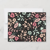 Pastel Black Modern Floral Wedding Card Einladung (Rückseite)