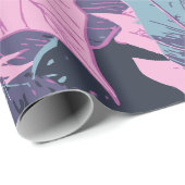 Pastel-Blätter auf dunklem Hintergrund Geschenkpapier (Rolleneckpunkt)