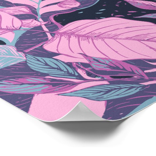 Pastel-Blätter auf dunklem Hintergrund Poster (Ecke)