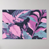 Pastel-Blätter auf dunklem Hintergrund Poster (Vorne)